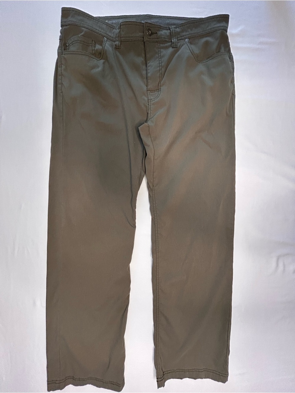 prAna Pants Mens 38x32 Slim Fit Olive Green Stretch Outdoor Travel